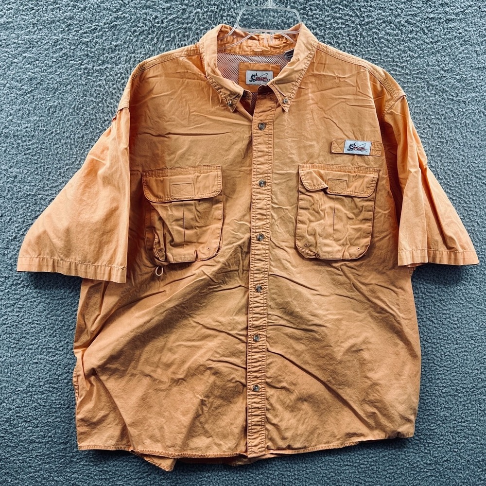 World Wide Sportsman‎ Mens Fishing Shirt 2XL Peach Vented Outdoor Short Sleeve